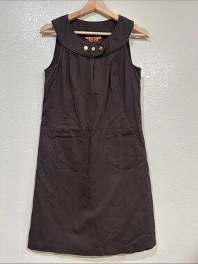 Tory Burch Women’s Sleeveless A line  Dress Gold Logo Buttons Sz 4